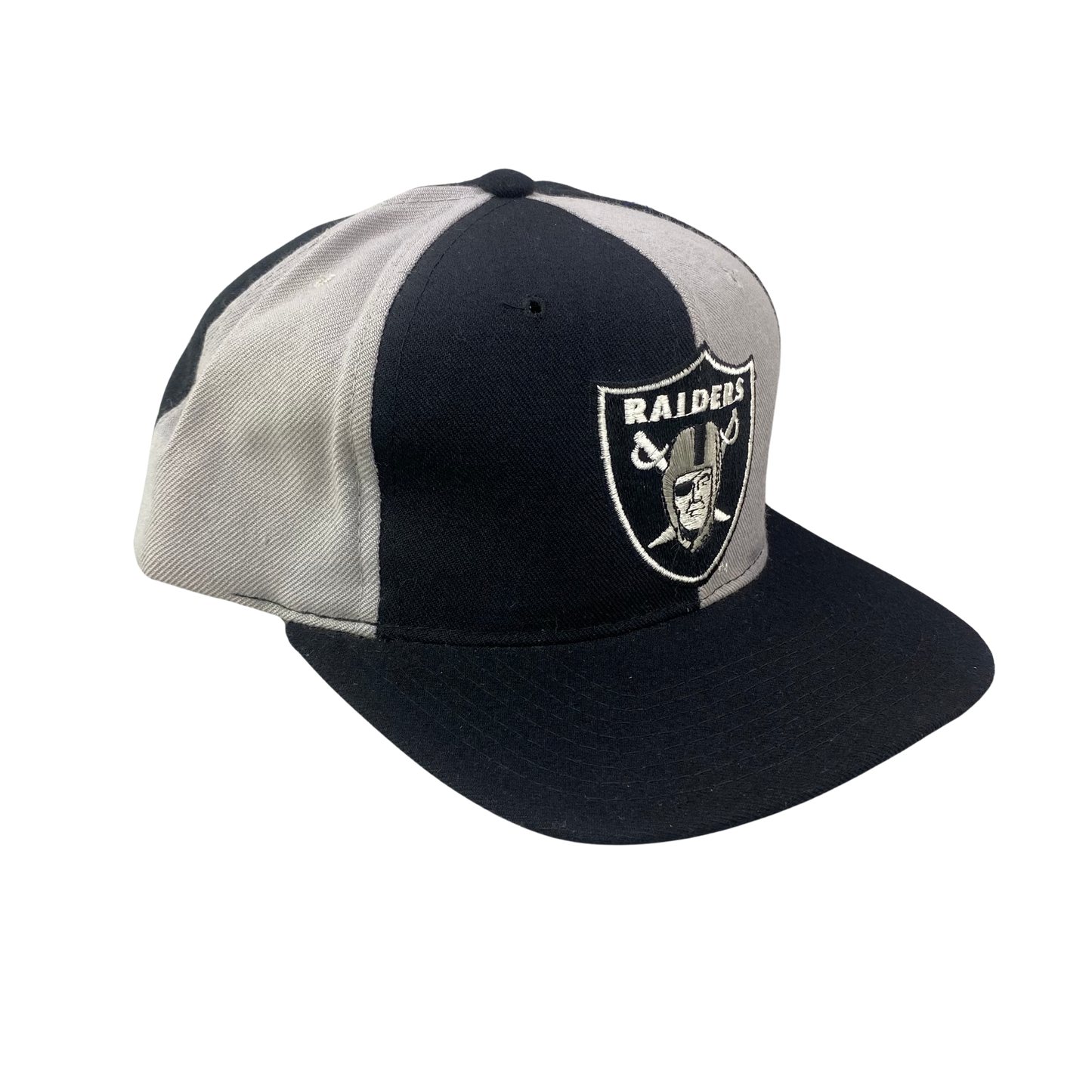 Vintage 90s LA Los Angeles Raiders Snapback Wool Hat - Silver and Black