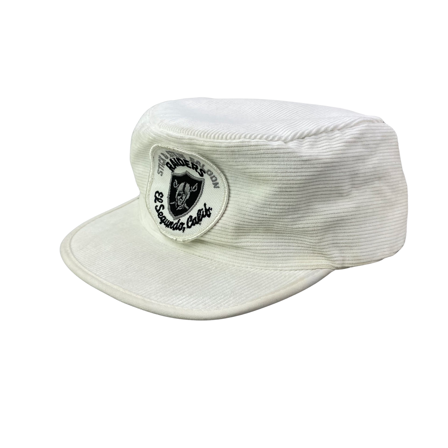 Vintage 80s Los Angeles (LA) Oakland Raiders - Stick & Stein Saloon - El Segundo, California Pillbox Corduroy Pillbox Hat