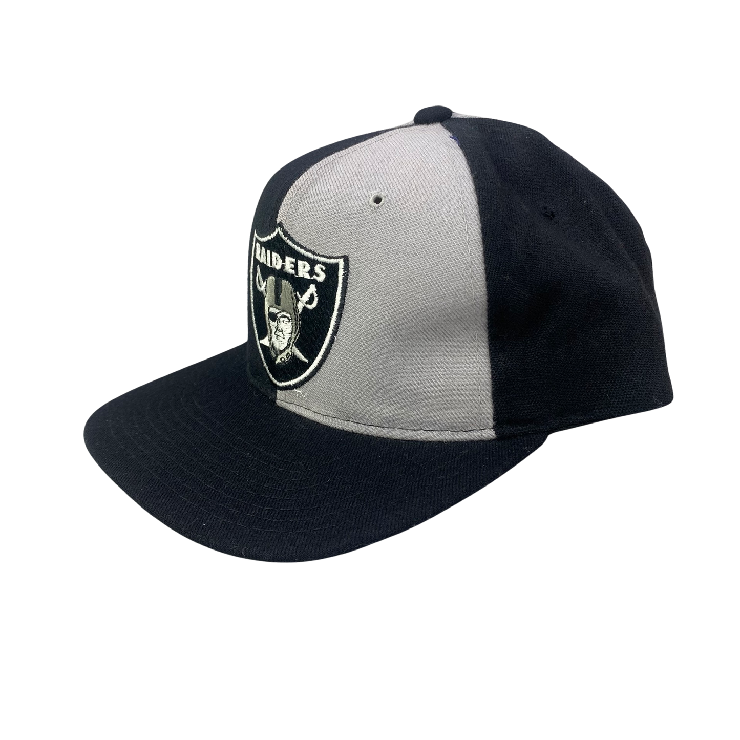 Vintage 90s LA Los Angeles Raiders Snapback Wool Hat - Silver and Black