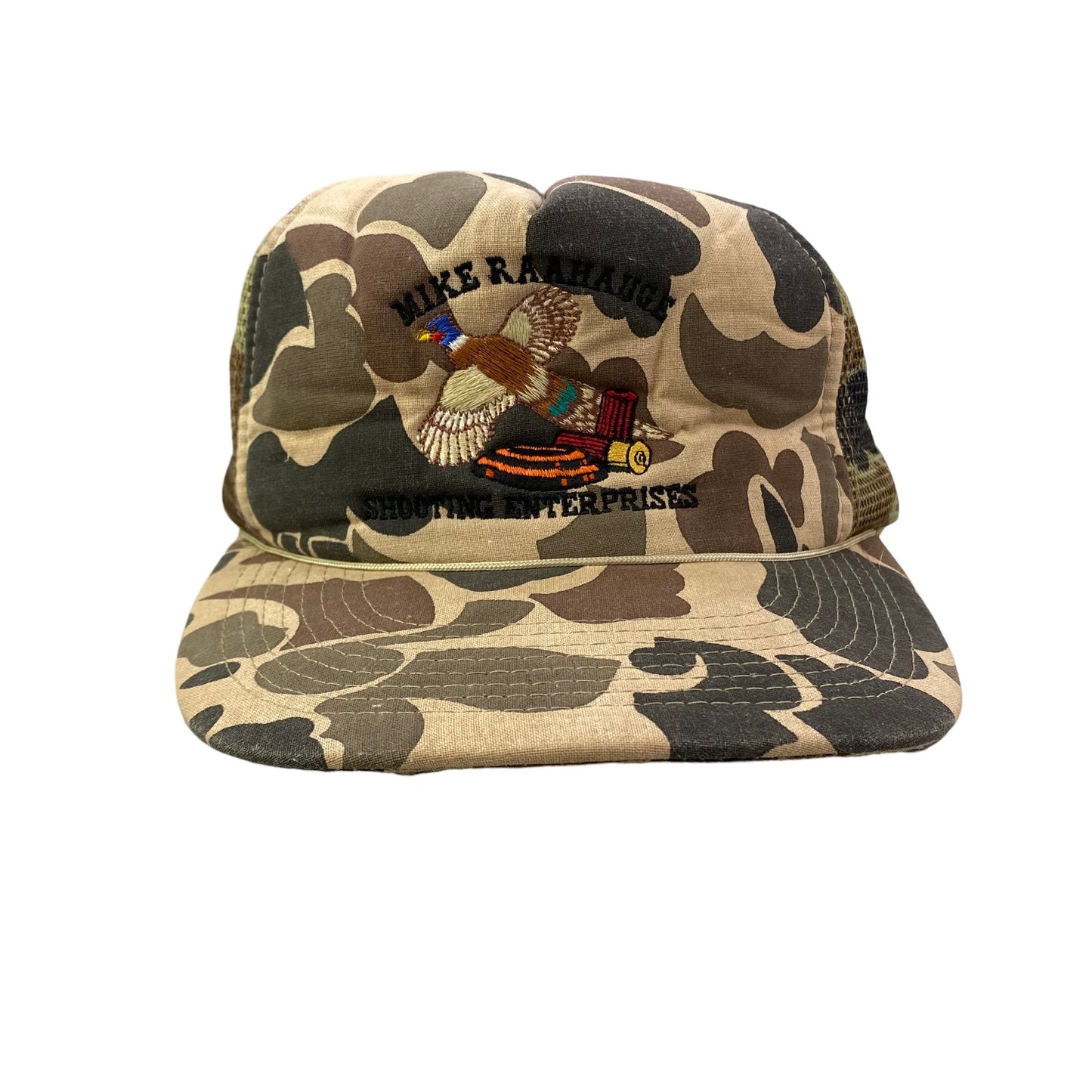 Vintage Mike Raahauge Shooting Enterprises x Eastvale California Hunting Camo Trucker Hat