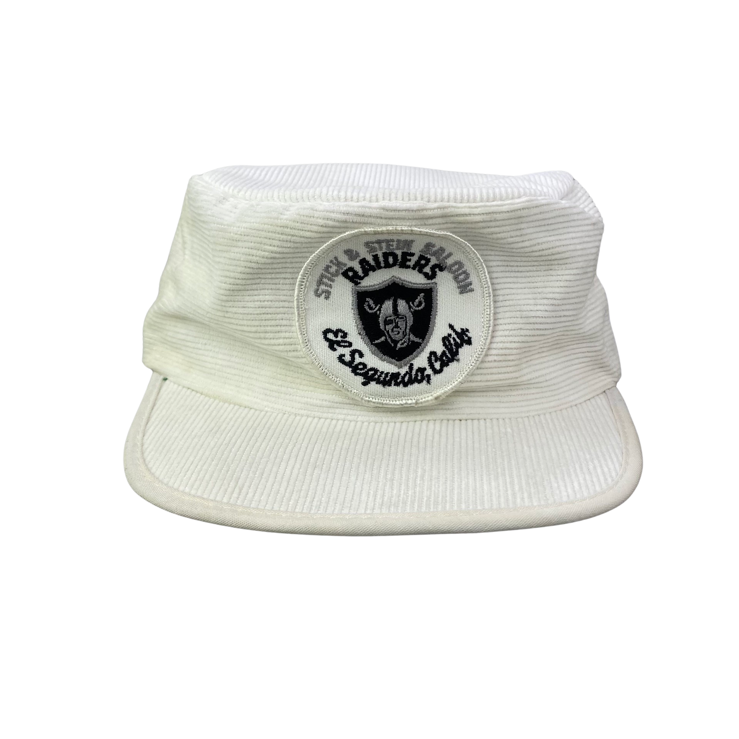 Vintage 80s Los Angeles (LA) Oakland Raiders - Stick & Stein Saloon - El Segundo, California Pillbox Corduroy Pillbox Hat