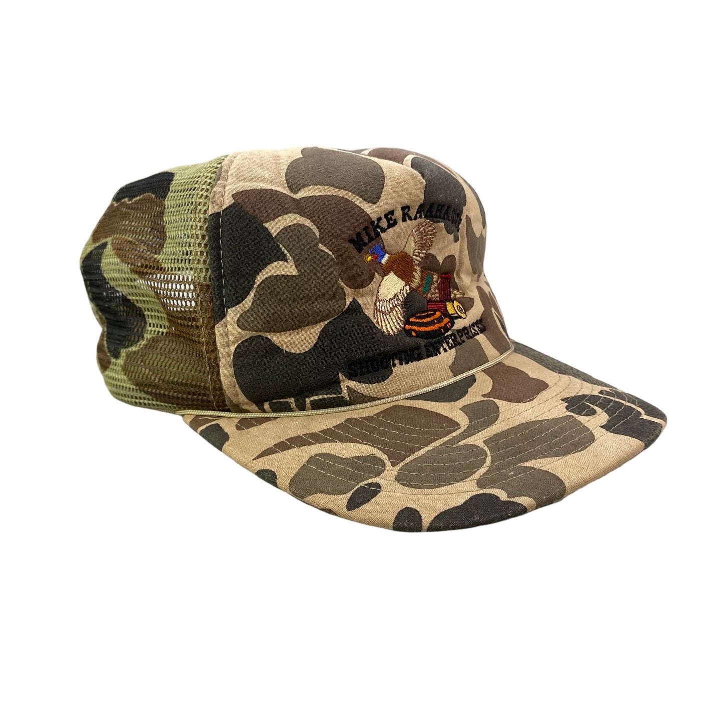 Vintage Mike Raahauge Shooting Enterprises x Eastvale California Hunting Camo Trucker Hat