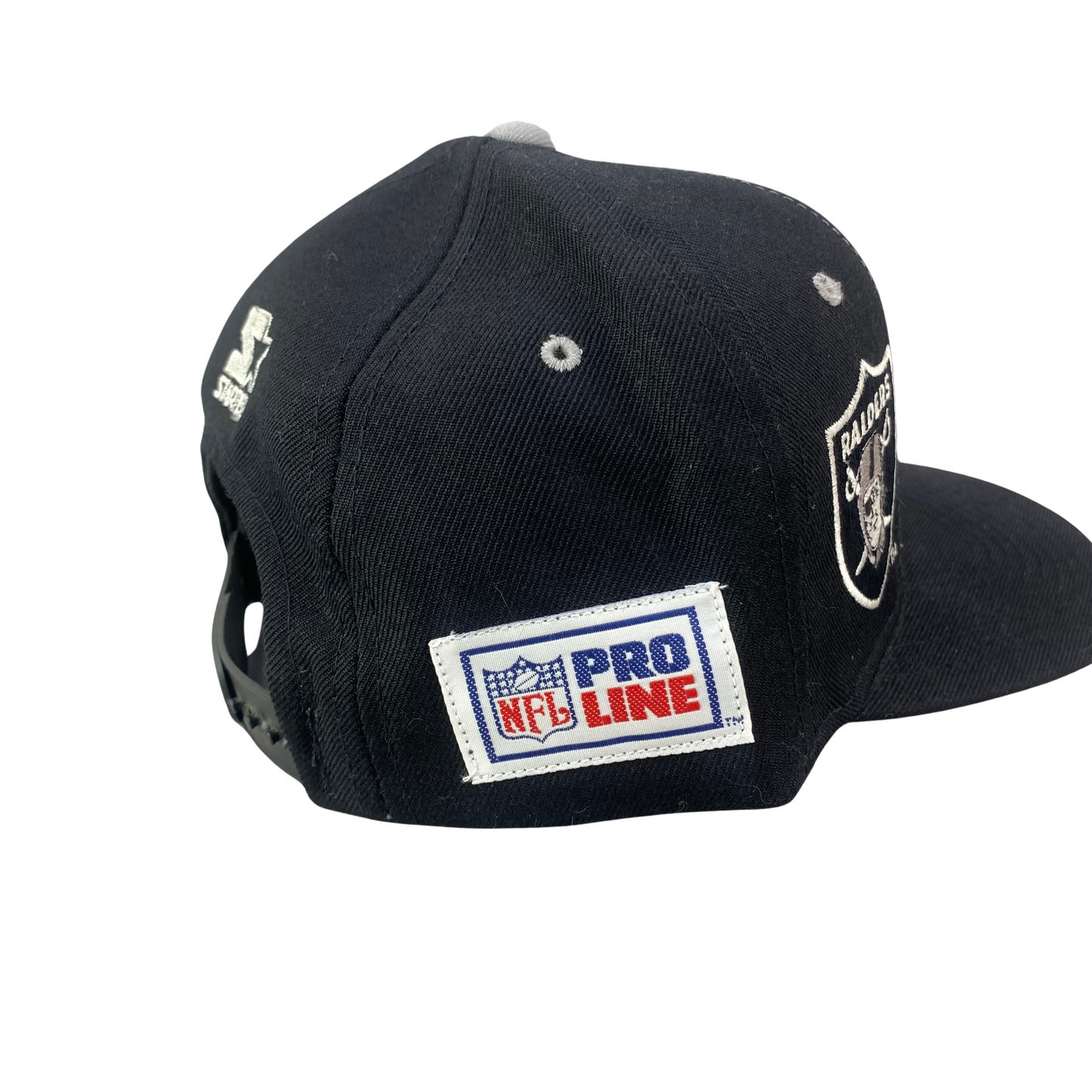 Vintage 90s LA Los Angeles Raiders x Starter Tri Power Spellout Snapback Wool Hat