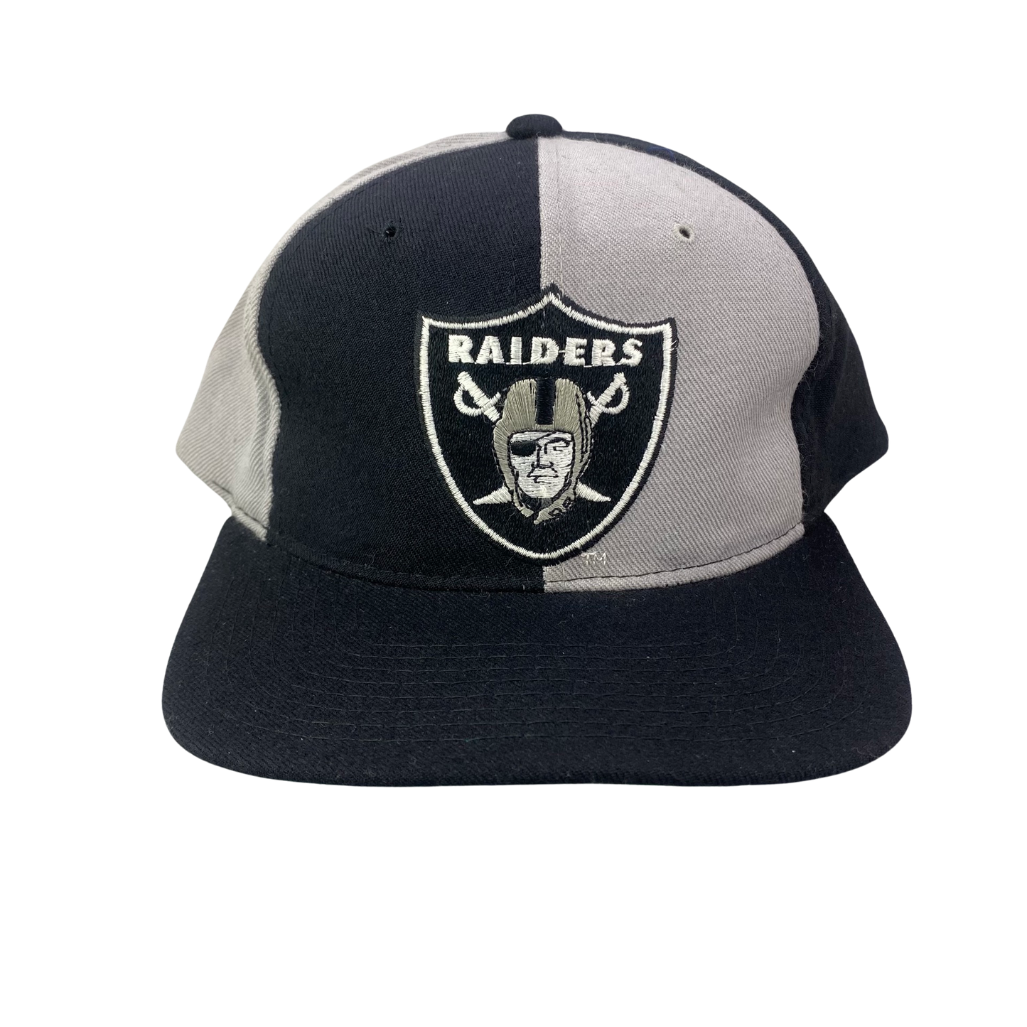 Vintage 90s LA Los Angeles Raiders Snapback Wool Hat - Silver and Black