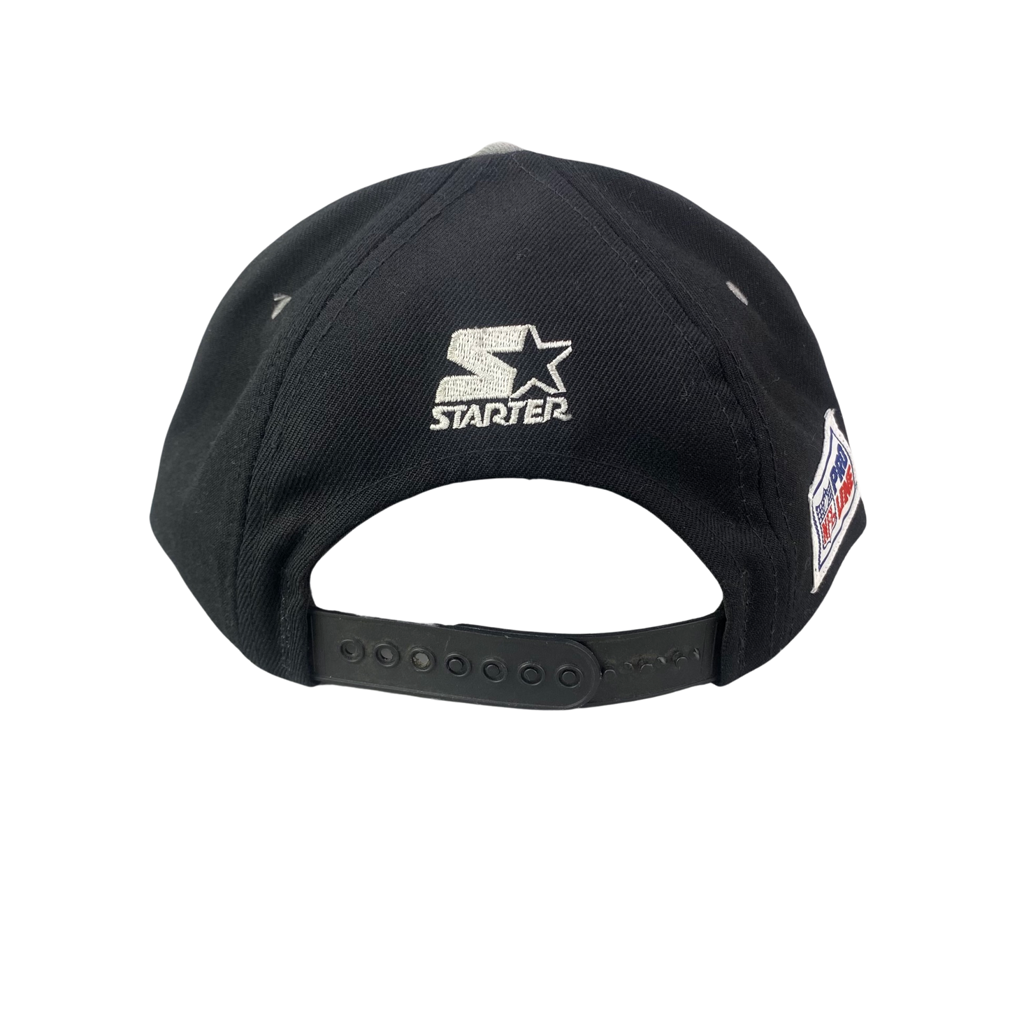 Vintage 90s LA Los Angeles Raiders x Starter Tri Power Spellout Snapback Wool Hat