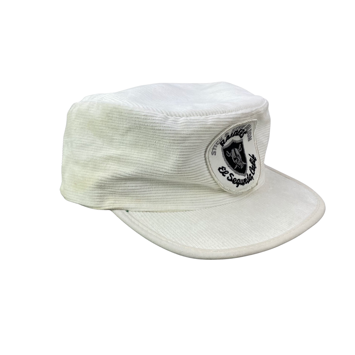 Vintage 80s Los Angeles (LA) Oakland Raiders - Stick & Stein Saloon - El Segundo, California Pillbox Corduroy Pillbox Hat