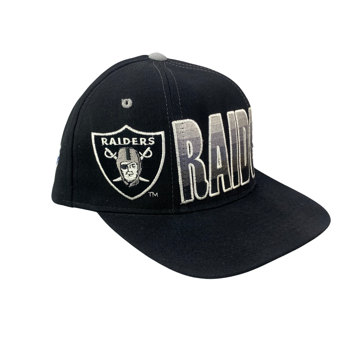 Vintage 90s LA Los Angeles Raiders x Starter Tri Power Spellout Snapback Wool Hat