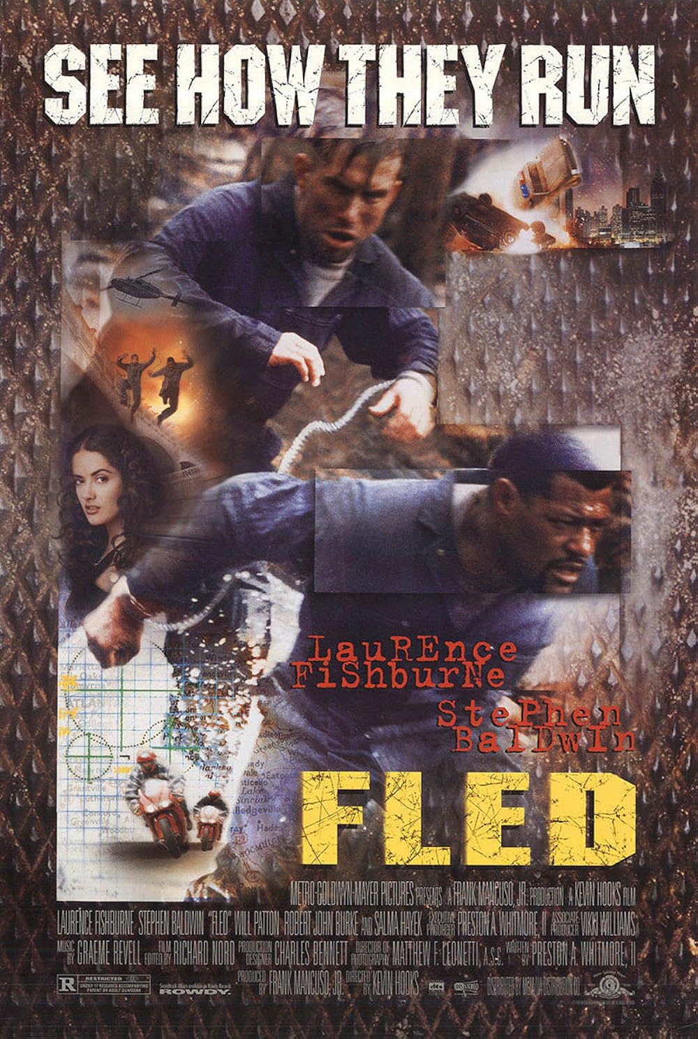 Vintage 90s Fled - Laurence Fishburne, Salma Hayek, Stephen Baldwin MGM/UA Movie Promo Hat