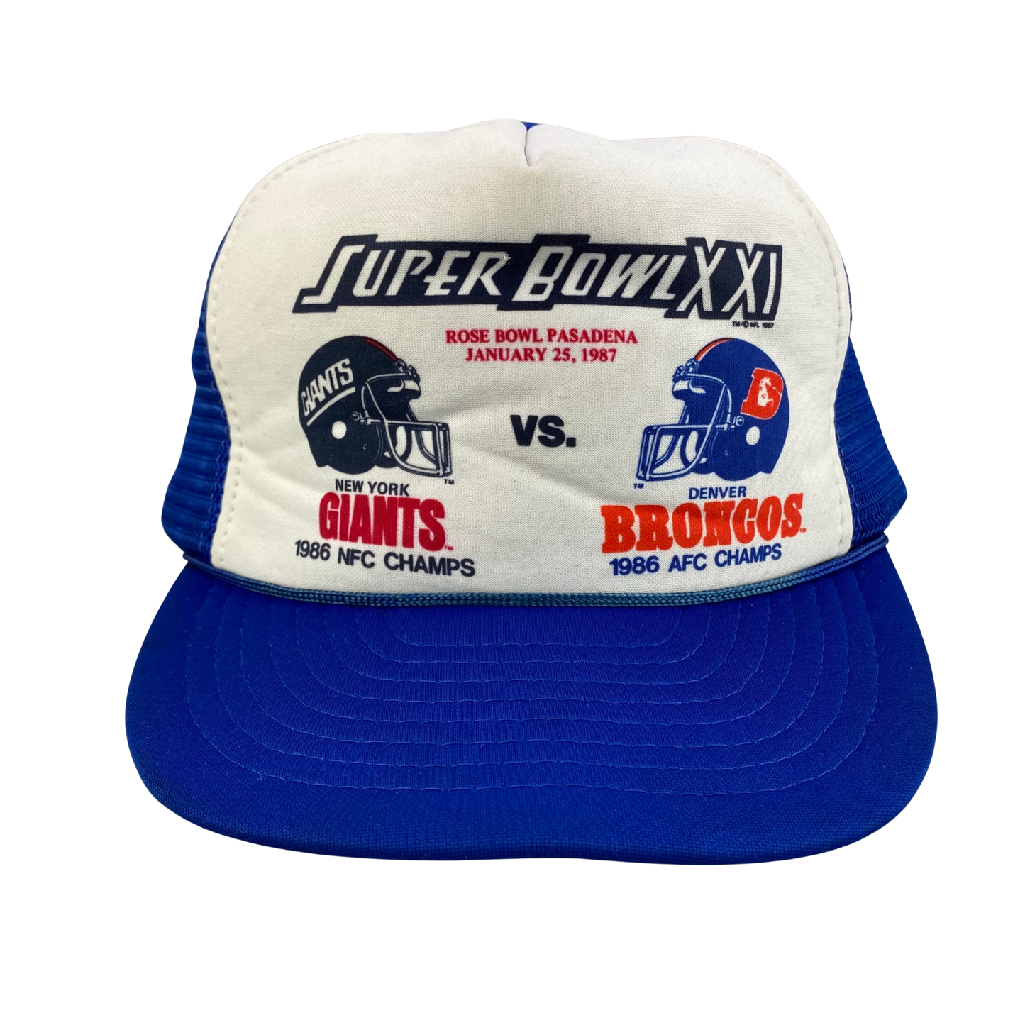 Vintage 80s 1987 Super Bowl XXI - New York Giants vs Denver Broncos Hat