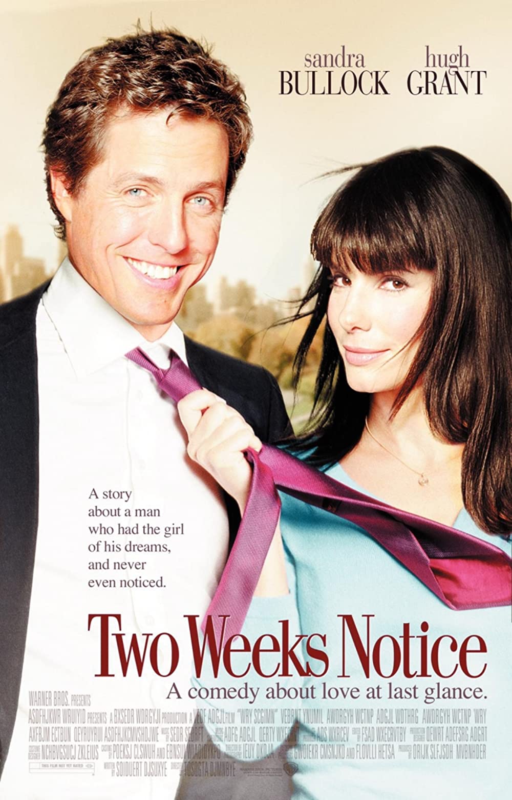 Vintage 2000s 2002 Two Weeks Notice - Sandra Bullock and Hugh Grant Movie Promo Hat