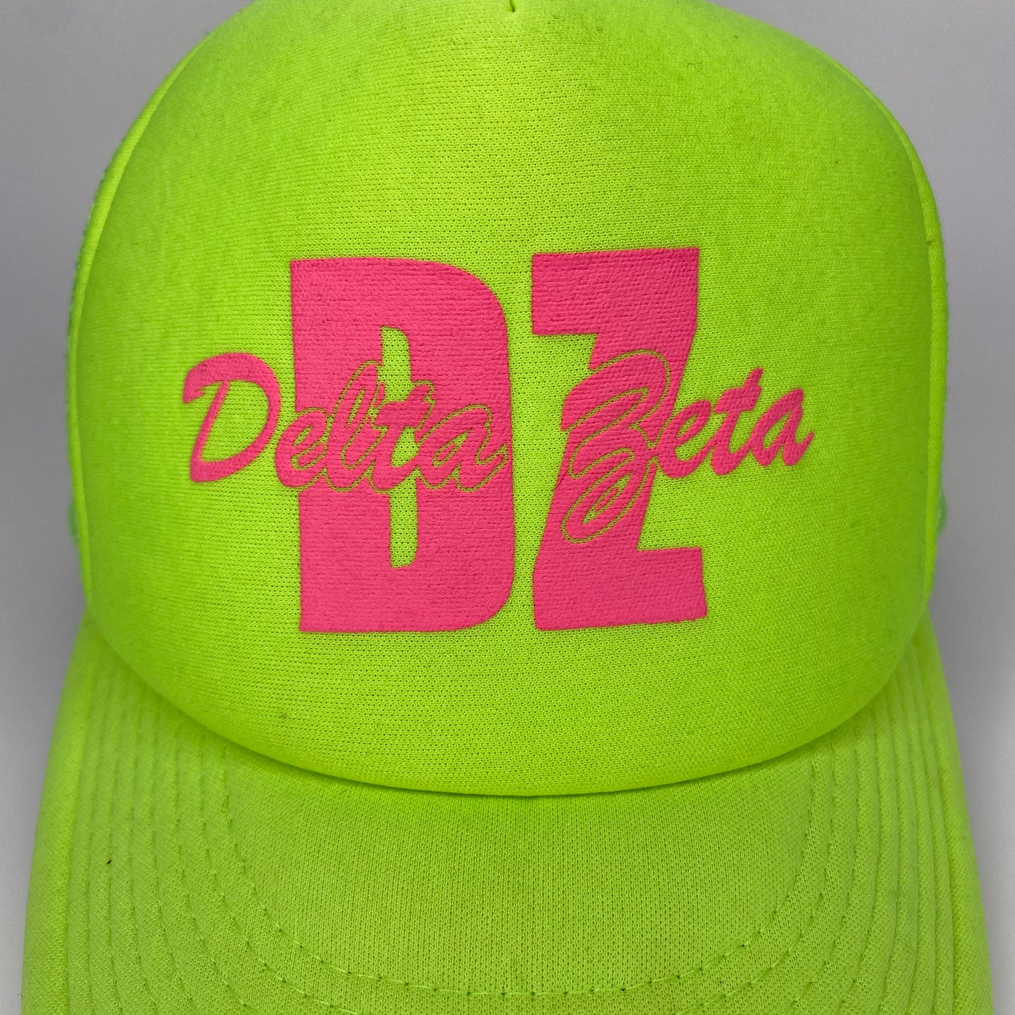 Vintage 90s Delta Zeta Sorority Neon Hat