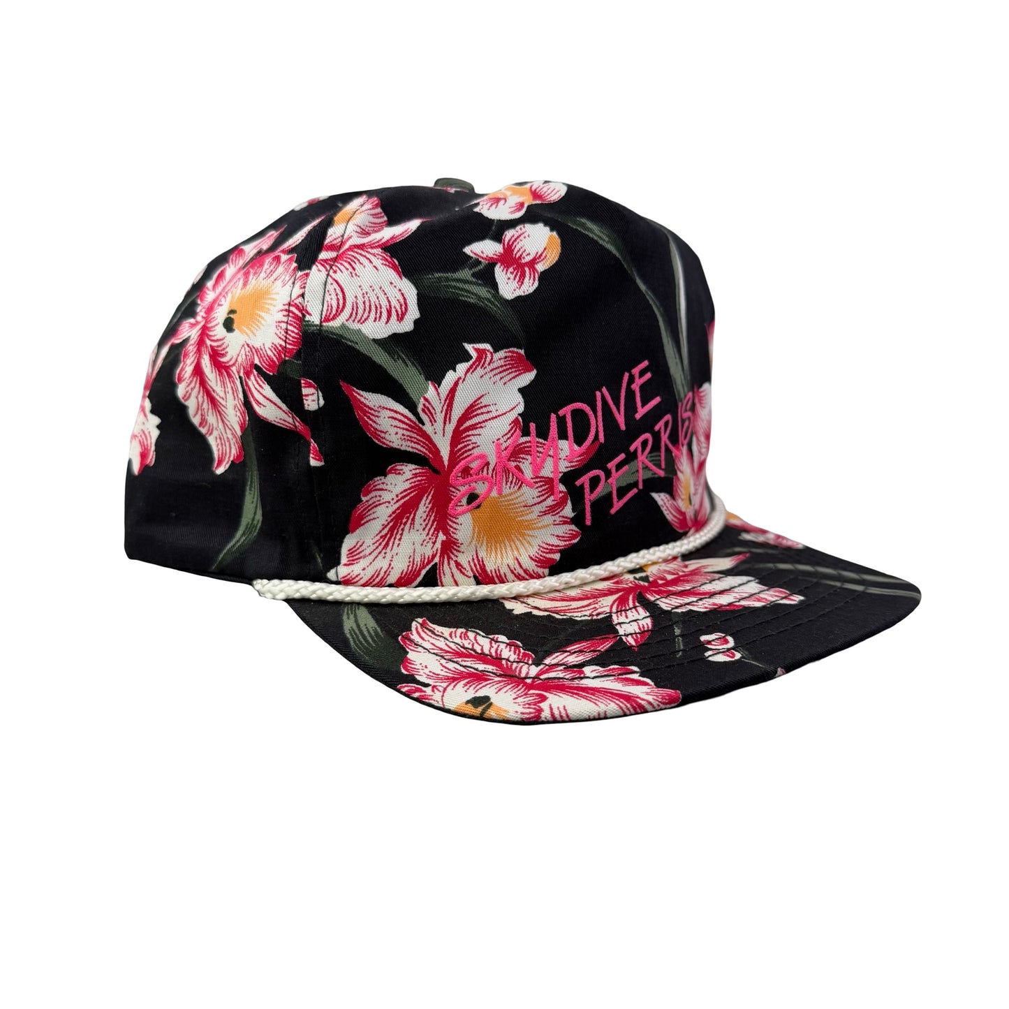 Vintage Sky Dive Perris California Floral Rope Cord Hat