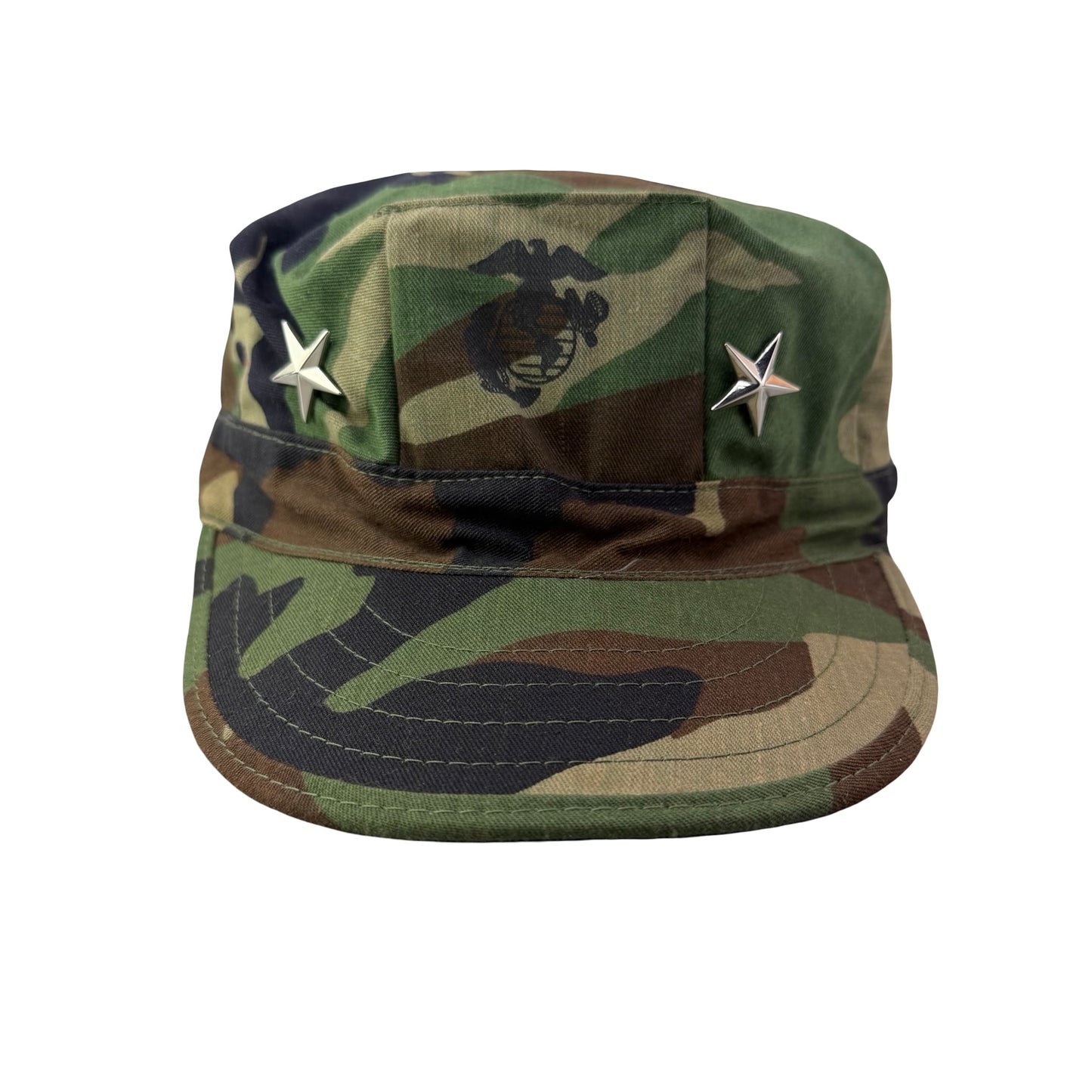 Vintage USMC Marines Woodland Camo Military Issue with General Star Insignia Hat