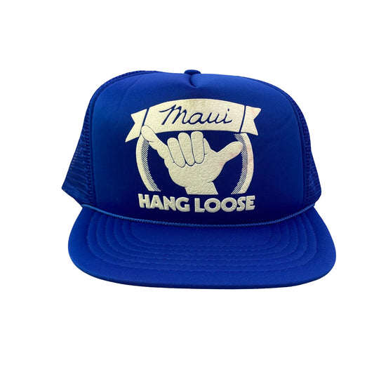 Vintage Maui Hawaii Hang Loose Hawaiian Trucker Hat