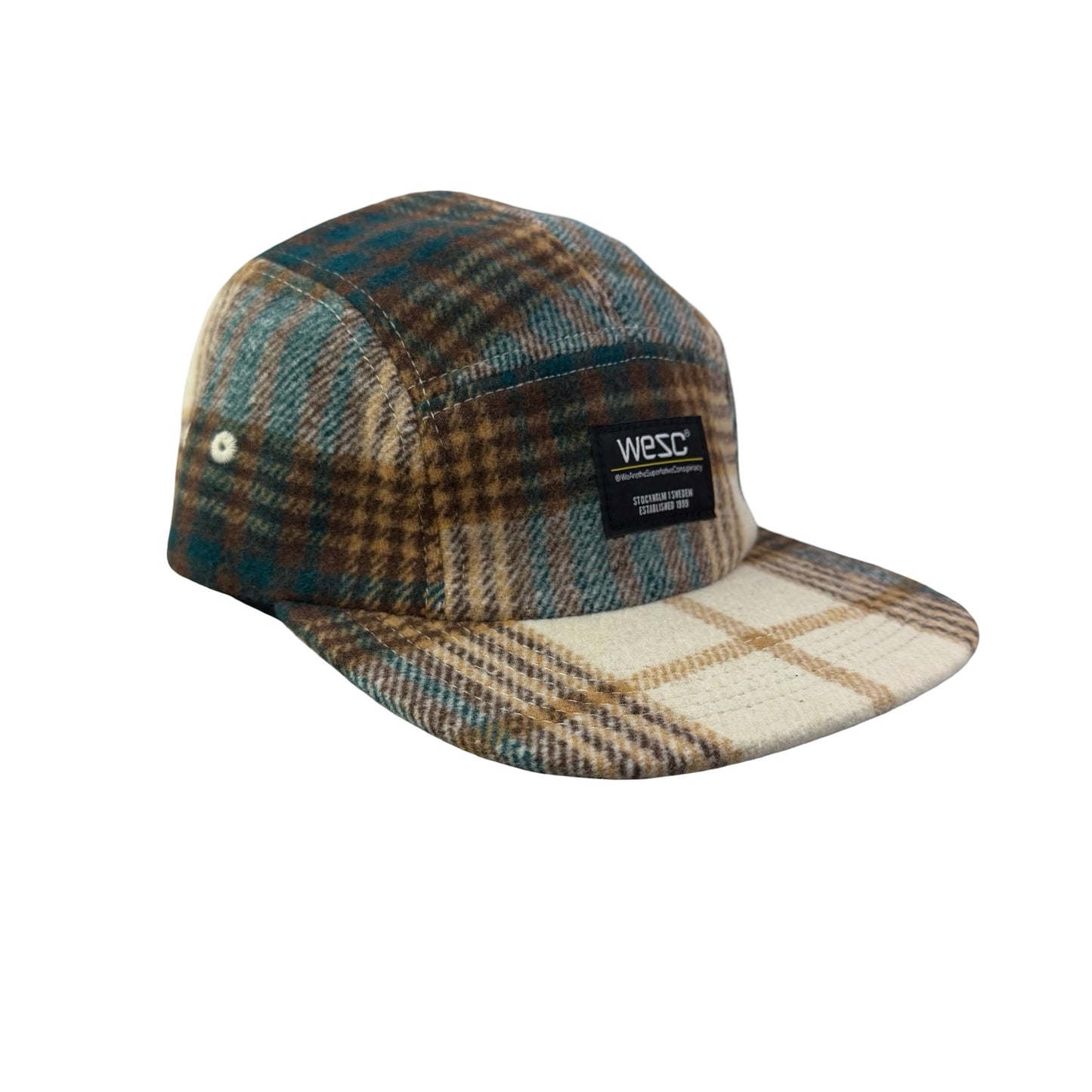 WESC We Are the Superlative Conspiracy 5 panel camper tweed Swedish hat