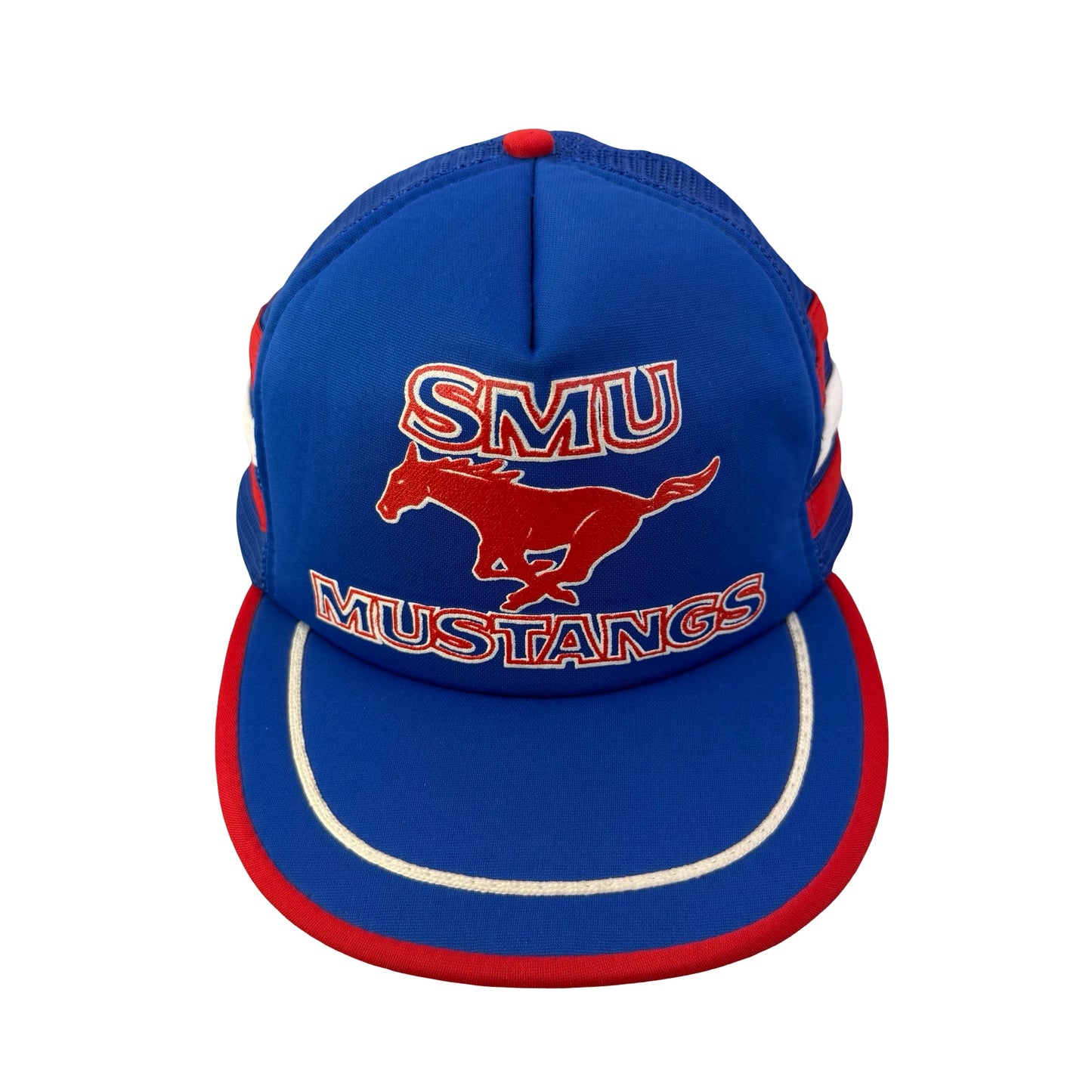 Vintage 80s 90s SMU Mustangs Three Stripes Trucker Hat