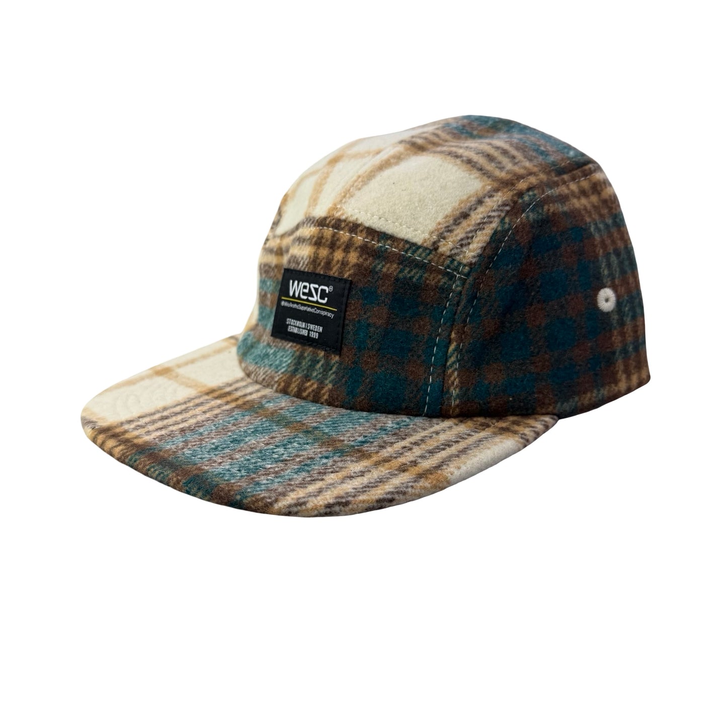 WESC We Are the Superlative Conspiracy 5 panel camper tweed Swedish hat