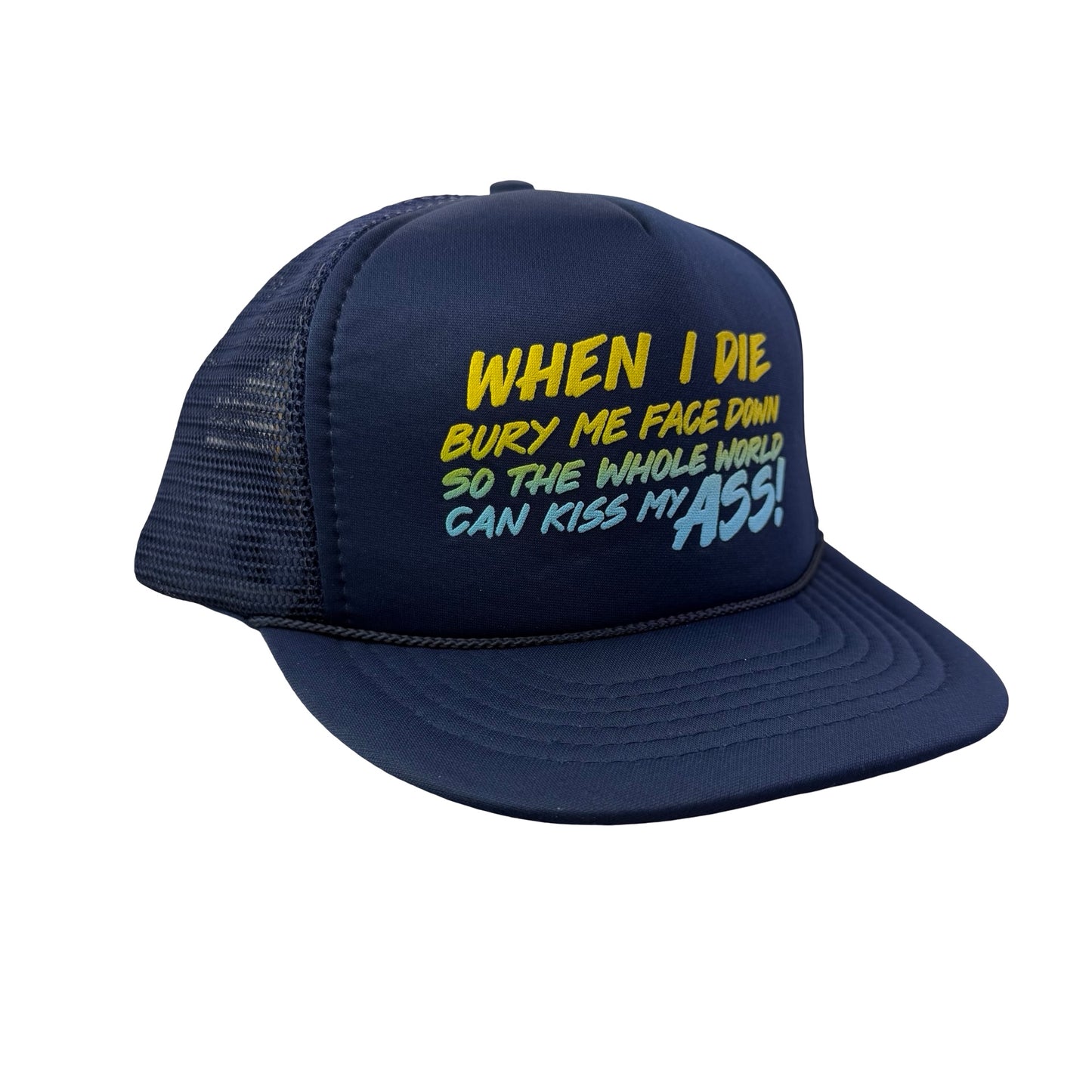 Vintage Kiss my ass Funny Trucker Rope Cord Hat