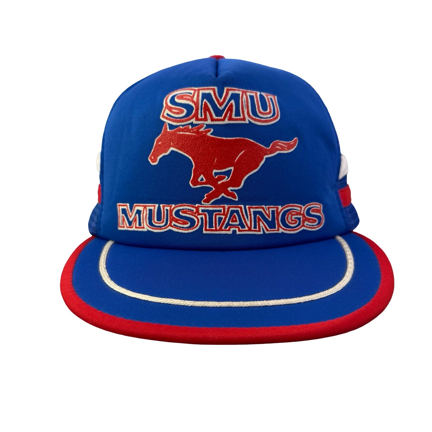 Vintage 80s 90s SMU Mustangs Three Stripes Trucker Hat