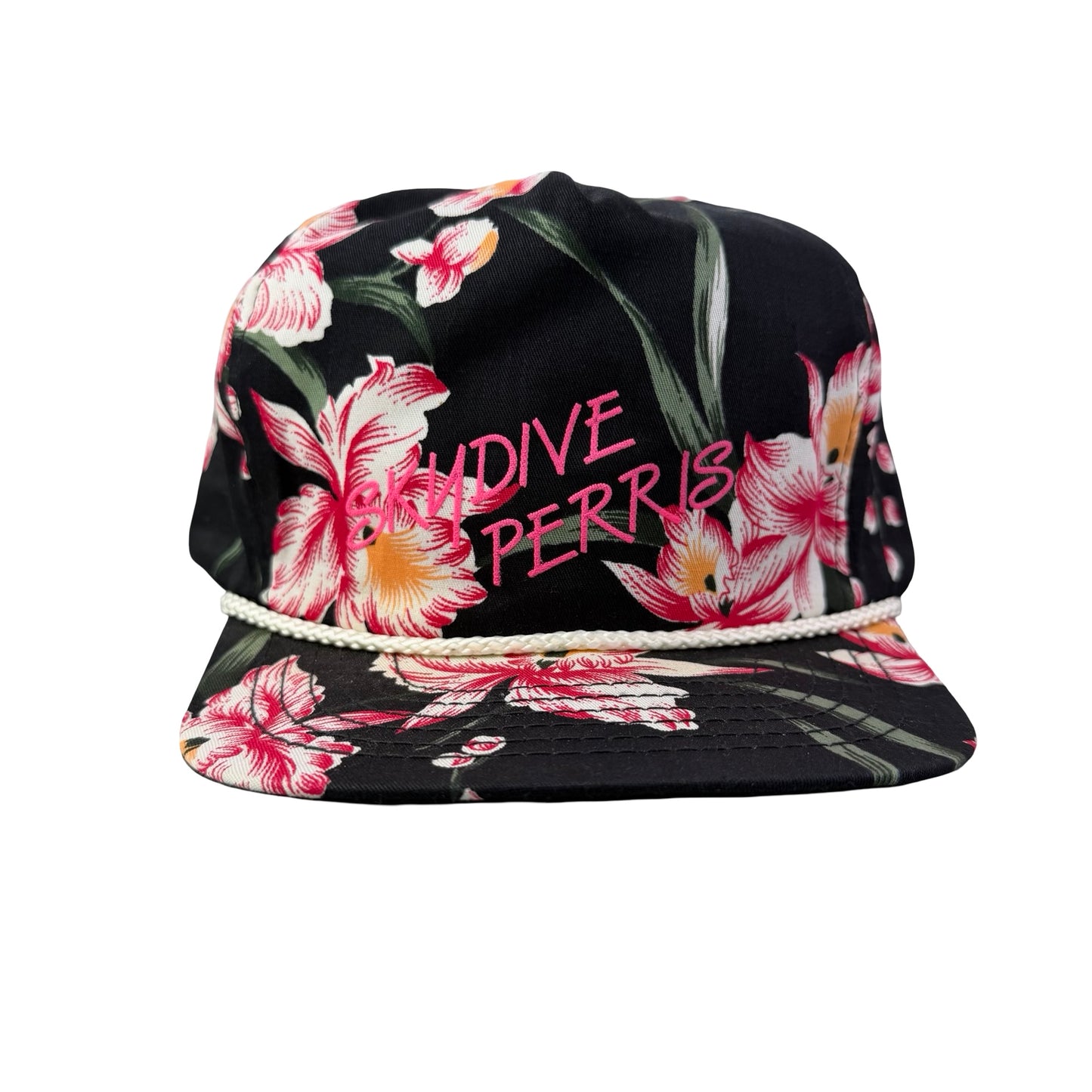 Vintage Sky Dive Perris California Floral Rope Cord Hat