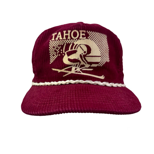 Vintage 90s Tahoe Skiing Ski Corduroy Hat