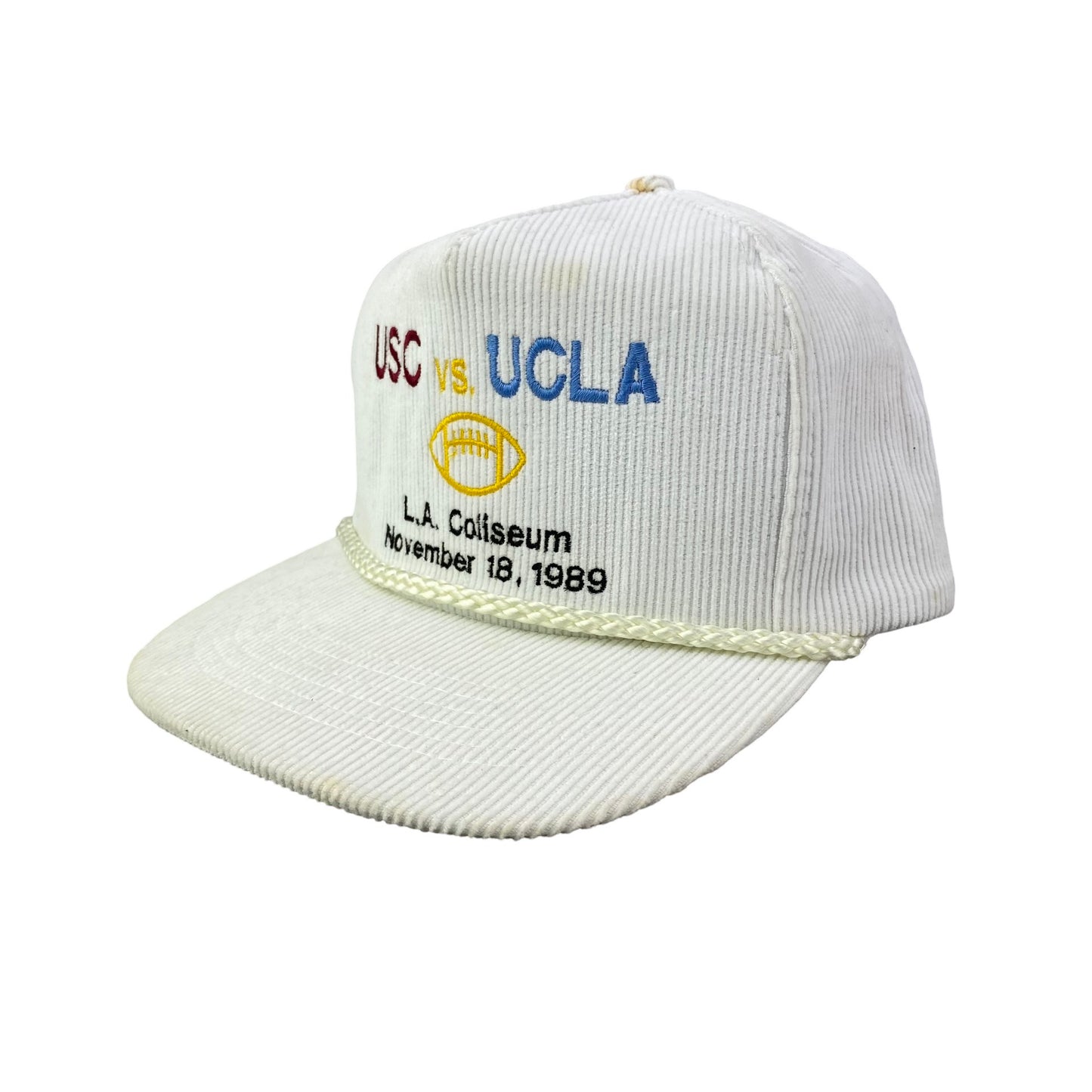 Vintage 80s 1989 USC Trojans vs UCLA Bruins College Football Corduroy Hat