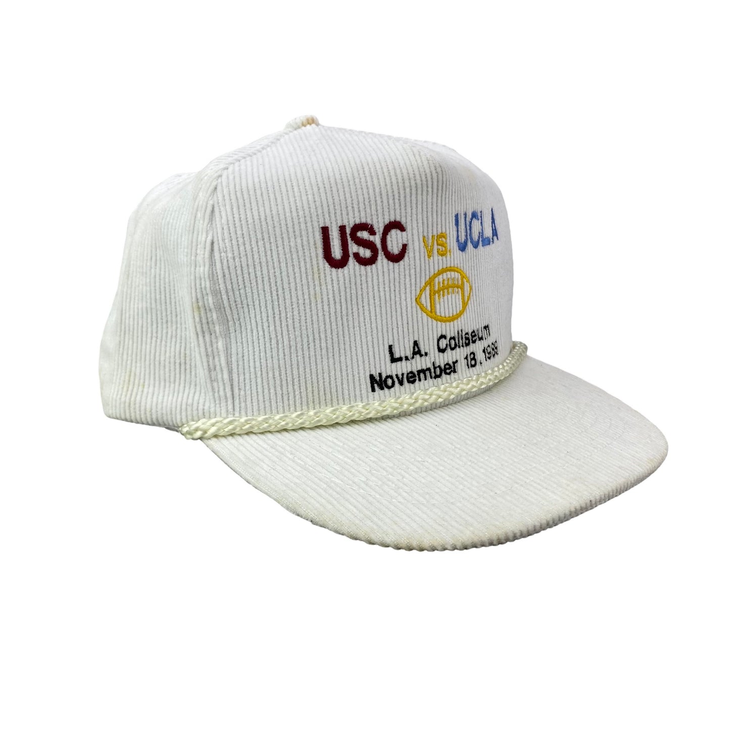 Vintage 80s 1989 USC Trojans vs UCLA Bruins College Football Corduroy Hat