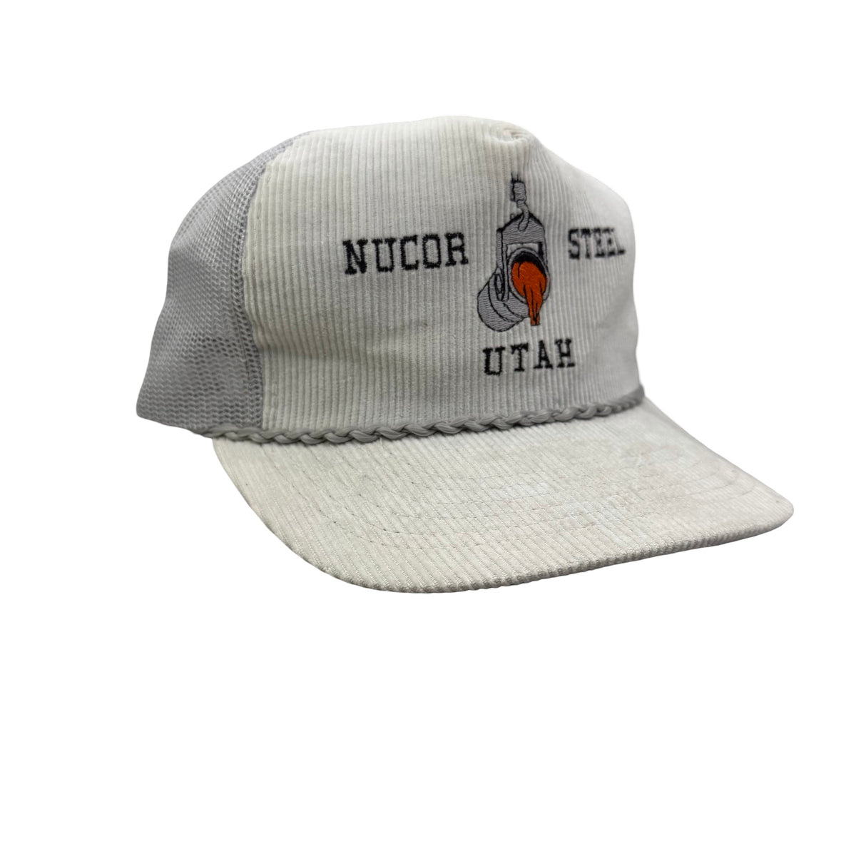 Vintage 90s Nucor Steel Utah Corduroy Trucker Hat
