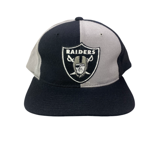 Vintage 90s LA Los Angeles Raiders Snapback Wool Hat - Silver and Black