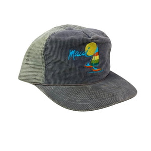 Vintage 80s 90s Maui Hawaii Nautical Sailboat Corduroy Trucker Hat