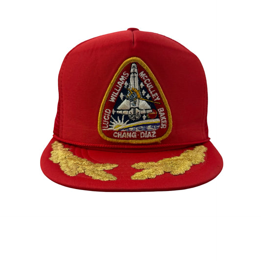 Vintage 80s NASA STS-34 Donald E. Williams, Michael J. McCulley, Shannon Lucid, Franklin Chang-Díaz, Ellen S. Baker Trucker Scrambled Eggs Hat - B
