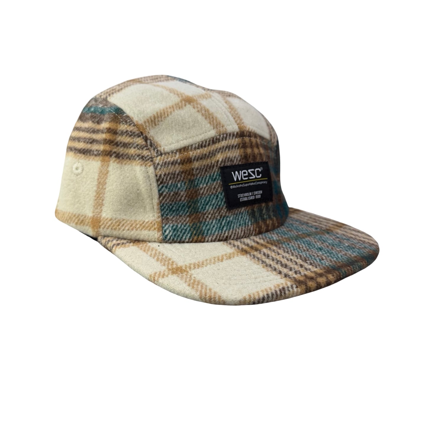 WESC We Are the Superlative Conspiracy 5 panel camper tweed Swedish hat