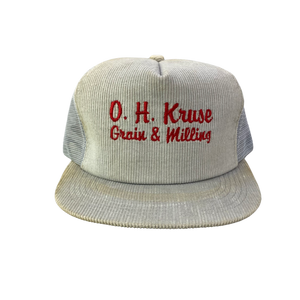 Vintage 80s 90s OH Kruse Grain and Milling Corduroy Hat