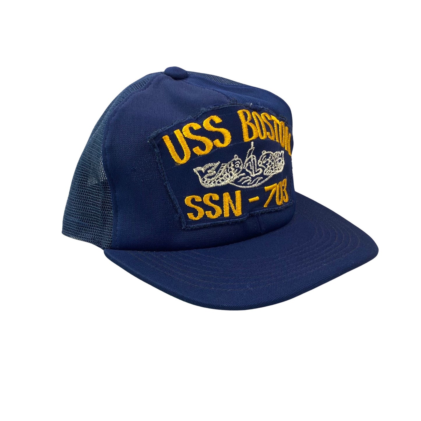 Vintage 80s USS Boston SSN-703 Navy Military Trucker Hat