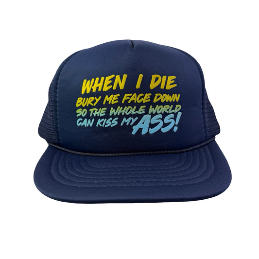 Vintage Kiss my ass Funny Trucker Rope Cord Hat