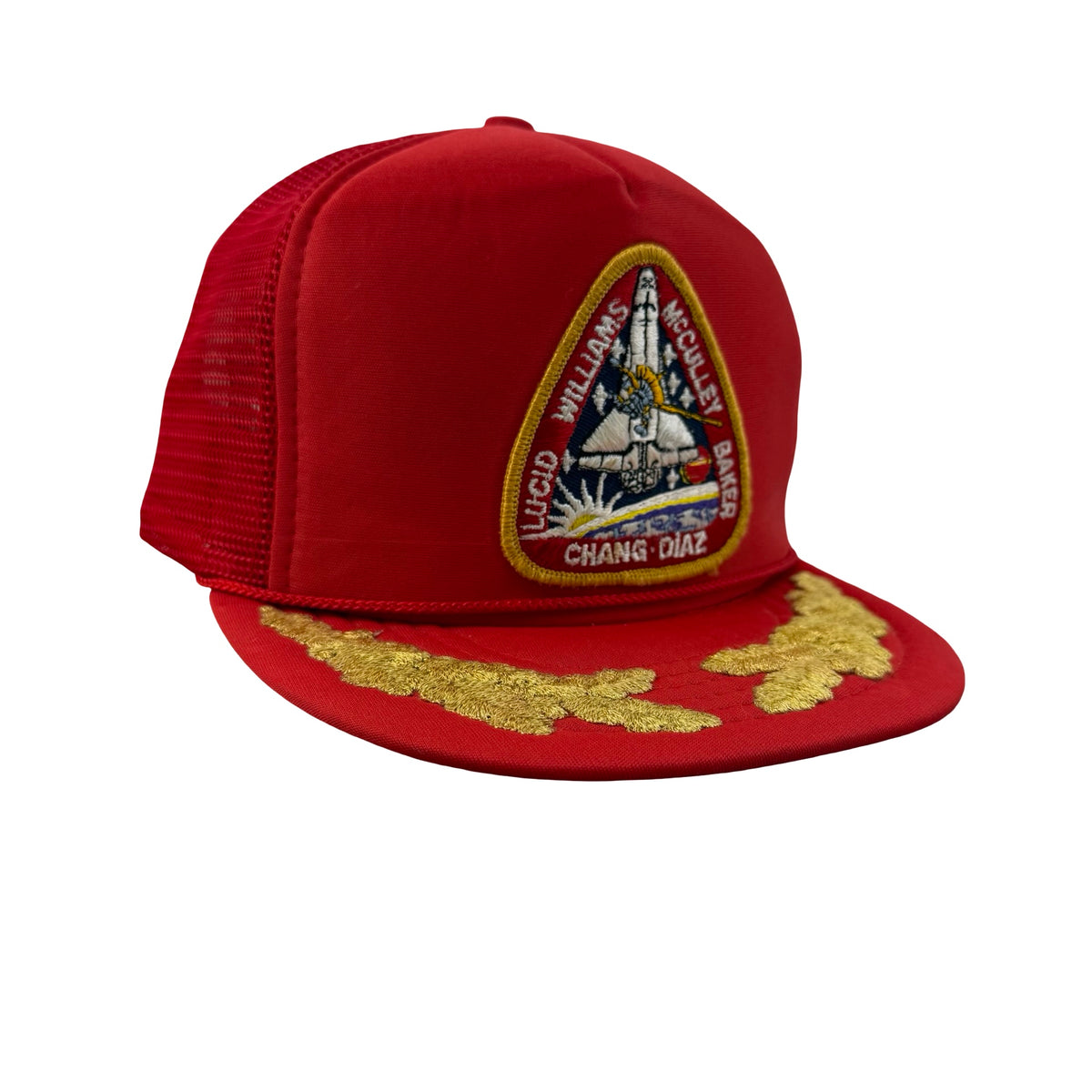 Vintage 80s NASA STS-34 Donald E. Williams, Michael J. McCulley, Shannon Lucid, Franklin Chang-Díaz, Ellen S. Baker Trucker Scrambled Eggs Hat - B