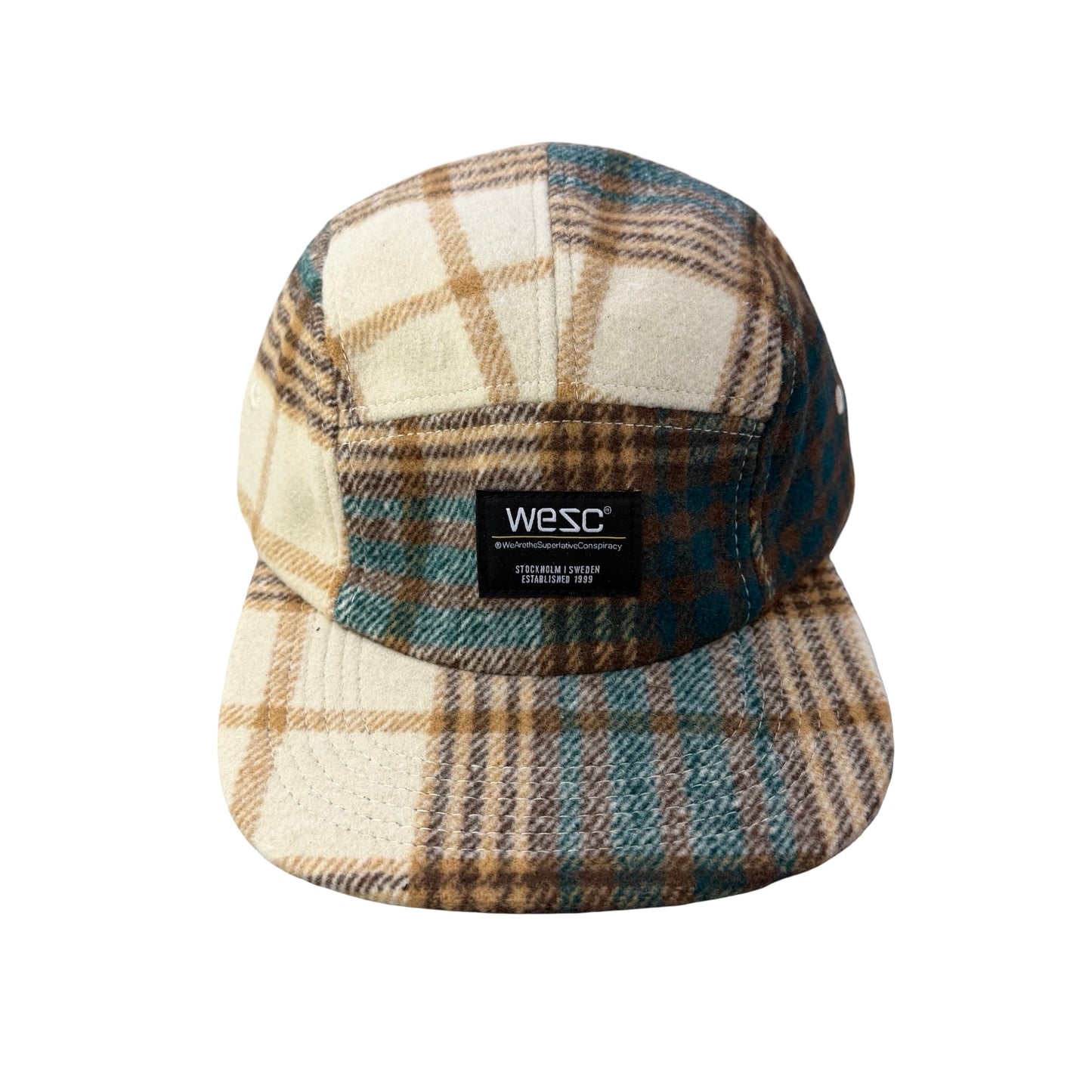 WESC We Are the Superlative Conspiracy 5 panel camper tweed Swedish hat