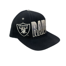 Load image into Gallery viewer, Vintage 90s LA Los Angeles Raiders x Starter Tri Power Spellout Snapback Wool Hat
