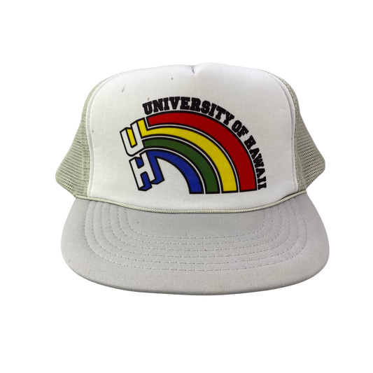 Vintage 90s Hawaii Rainbows College Trucker Hat