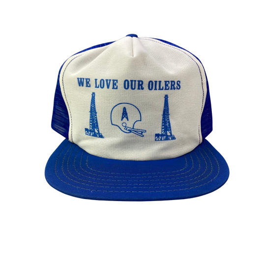 Vintage 70s 80s Houston Oilers Football Trucker Hat - We Love Our Oilers