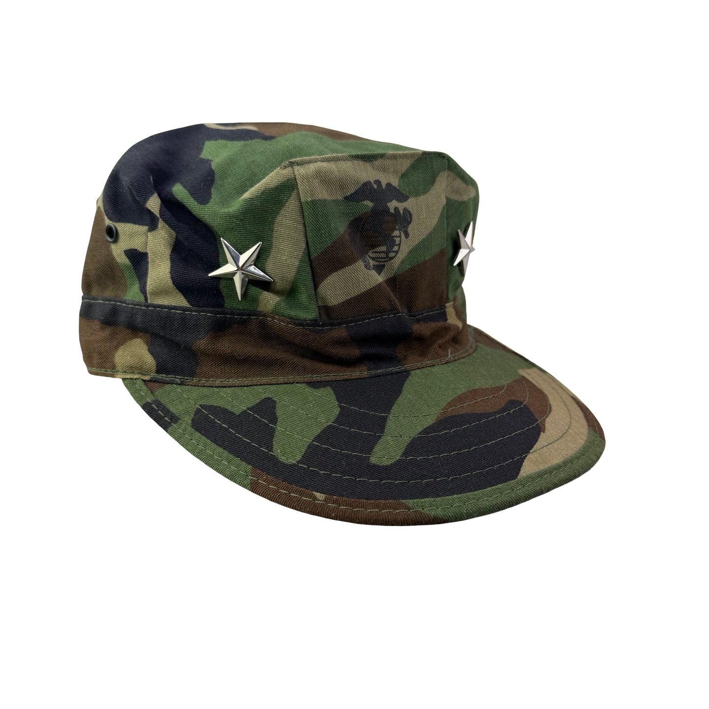 Vintage USMC Marines Woodland Camo Military Issue with General Star Insignia Hat