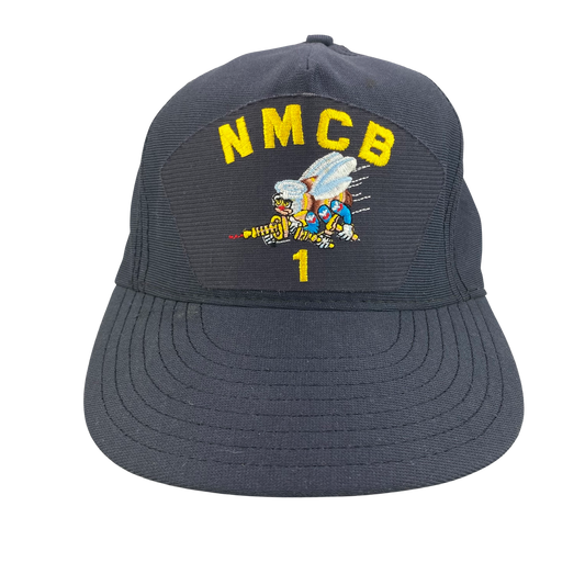 Vintage 80s US Navy NMCB Naval Mobile Construction Battalion 1 - Military Hat