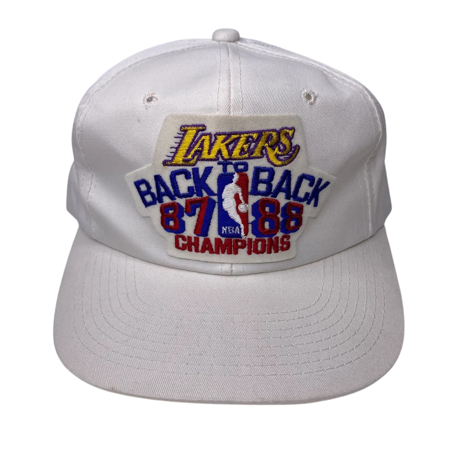 Vintage 1987-1988 Los Angeles Lakers Back to Back Champions Hat - B