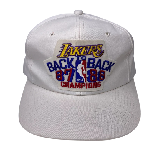 Vintage 1987-1988 Los Angeles Lakers Back to Back Champions Hat - B