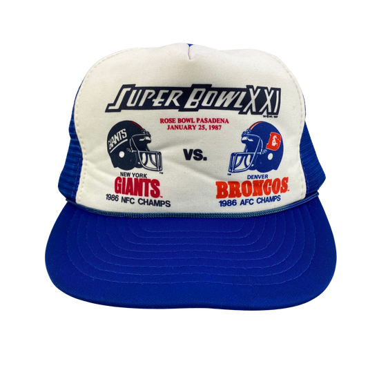 Vintage 80s 1987 Super Bowl XXI - New York Giants vs Denver Broncos Hat