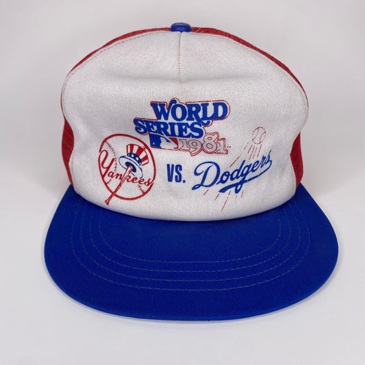 Vintage 80s LA Dodgers vs New York Yankees World Series Hat