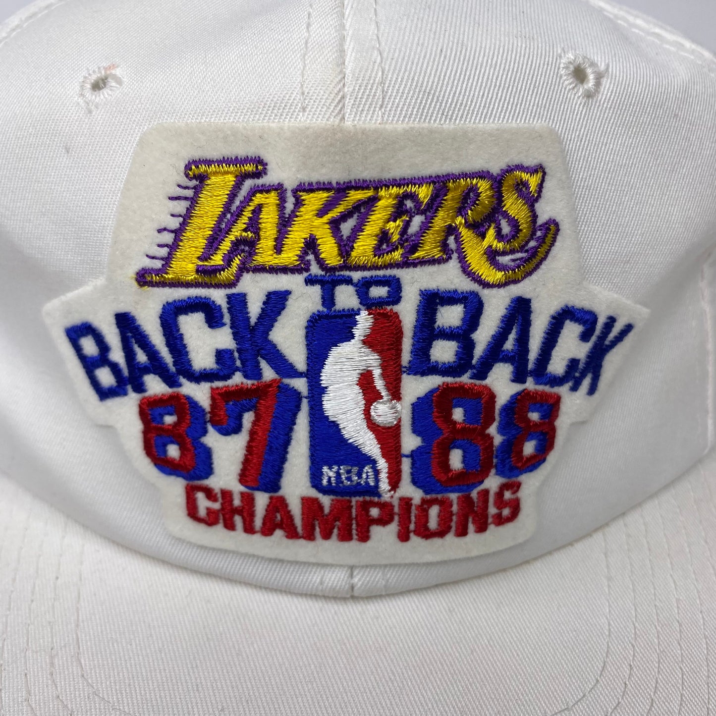 Vintage 1987-1988 Los Angeles Lakers Back to Back Champions Hat - B