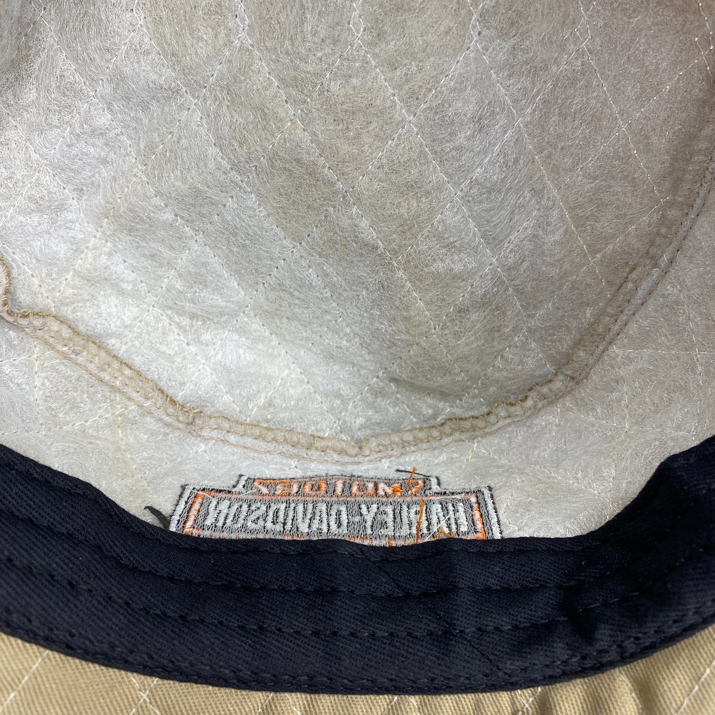 Vintage Harley Davidson Quilted Beige Hat