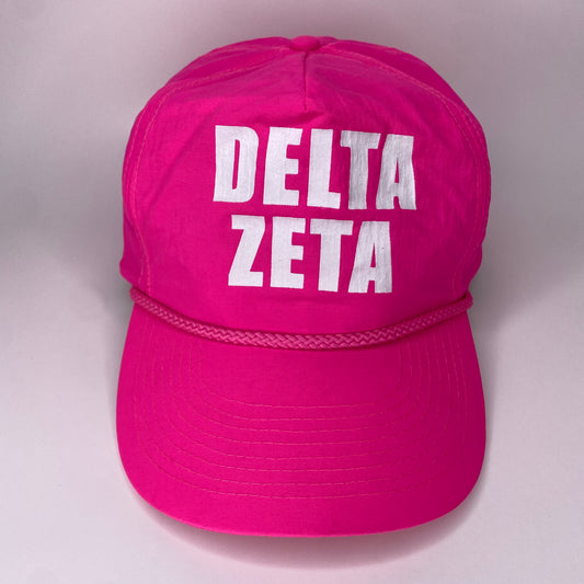 Vintage 90s Delta Zeta Sorority Neon Hat