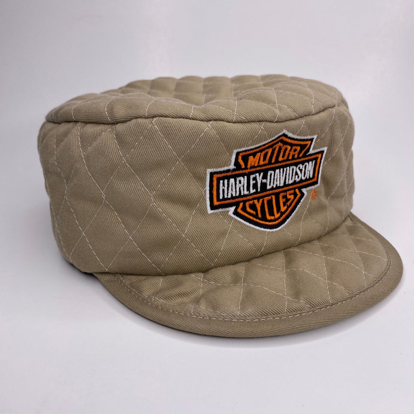 Vintage Harley Davidson Quilted Beige Hat